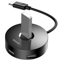 Baseus Round Box 4-port USB 3.0 -keskitin kanssa USB-C Kaapeli - Musta