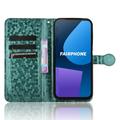 Fairphone 5 suojakuori lompakolla ja hihnalla - kuusikulmainen kuvio - vihreä