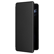 Samsung Galaxy Z Fold5 Flip Lompakkokotelo - Hiilikuitu - Musta