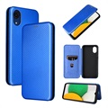Samsung Galaxy A03 Core Flip Läppäkotelo - Hiilikuitu - Sininen