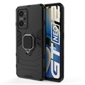 Realme GT Neo2 Hybridikotelo Sormuspidikkeellä - Musta