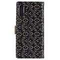 Lace Pattern Samsung Galaxy Note10+ Lompakkokotelo - Musta