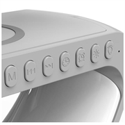 N69 Monitoiminen APP-ohjaus 15W langaton laturi Bluetooth-kaiutin kello tunnelmavalo, EU-pistoke - valkoinen