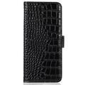 Samsung Galaxy S23 FE Crocodile Lompakkomallinen Nahkakotelo kanssa RFID - Musta