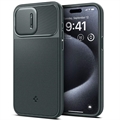 iPhone 15 Pro Spigen Optik Armor Mag Suojakuori - Tummanvihreä