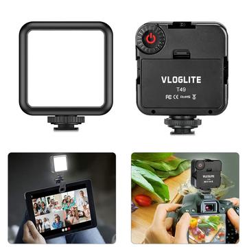 VLOGLITE T49 LED Video Light 5600K Kannettava valokuvaus valokuvausvalaistus paneeli Mini täyttää lampun suoratoistoon