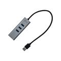 I-Tec 3-porttinen USB 3.0 Metallikeskitin + Gigabit Ethernet -sovitin - Harmaa