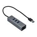 I-Tec 3-porttinen USB 3.0 Metallikeskitin + Gigabit Ethernet -sovitin - Harmaa