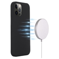 iPhone 12/12 Pro Nestemäinen Silikoni Suojakuori - MagSafe-yhteensopiva - Musta