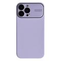iPhone 15 Pro Max Liquid Silikoni Kotelo Jossa on Linssin Lasisuojaus - Violetti