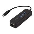 LogiLink UA0283 3-porttinen USB 3.0 -keskitin Gigabit Ethernet -verkkosovitin - Musta