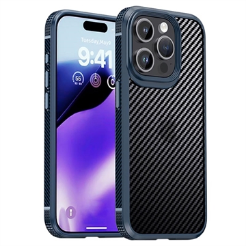 iPhone 15 Pro Max iPaky Hybridikotelo - Hiilikuitu - Sininen