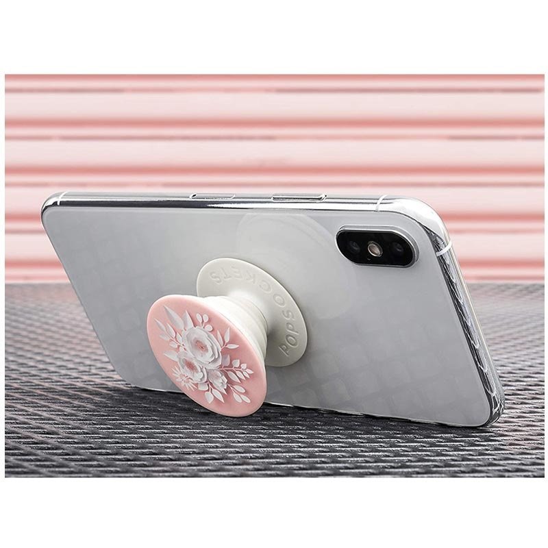 Vaaleanpunainen PopSocket kukilla