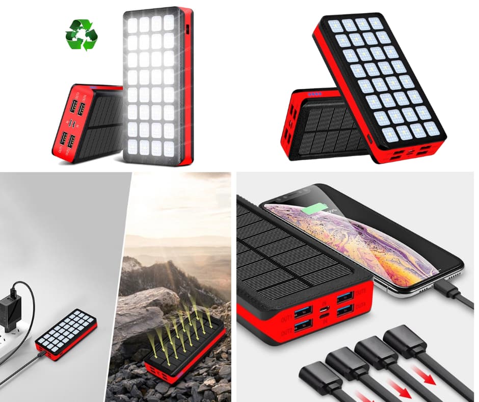 Psooo PS-900 aurinkovirtapankki LED-Valolla Psooo PS-900 virtapankki 30000mAh