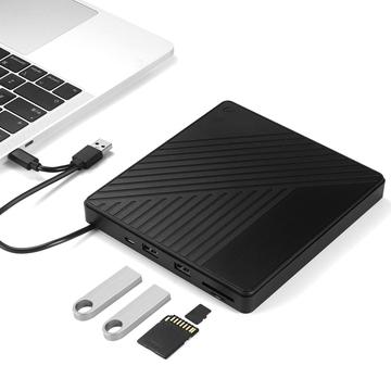 005 Ulkoinen USB-C/USB-optinen asema SD/TF-kortinlukijalla - CD/DVD-toisto ja poltto