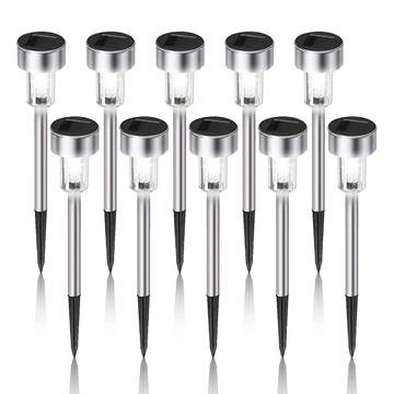 10-pack ruostumattomasta teräksestä valmistetut aurinko-LED-polkujen valaisimet - viileä valkoinen