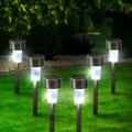 10-pack ruostumattomasta teräksestä valmistetut aurinko-LED-polkujen valaisimet - viileä valkoinen
