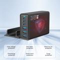 135W GaN pöytälaturi / 6-porttinen nopea latausasema - 3x USB-C, 3x USB-A - musta
