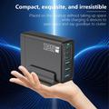 135W GaN pöytälaturi / 6-porttinen nopea latausasema - 3x USB-C, 3x USB-A - musta