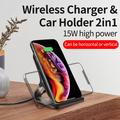 15W Qi langaton laturi Mobile Phone Desk Fast Charging Stand iPhone Samsung - Musta/musta