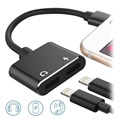 2-in-1 Charge & Audio Lightning Adapter - Black