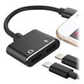 2-in-1 Charge & Audio Lightning Sovitin - Musta