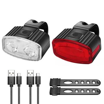 USB-ladattava pyörävalosarja Edessä oleva takimmainen LED-pyörävalo USB-ajovalot Polkupyörän takavalo - punainen + valkoinen sarja - 2 Kpl.