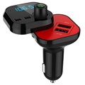 2xUSB Car Charger & Bluetooth FM Transmitter BT26 - Black / Red