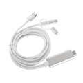 3-1:ssä HDMI-Kaapeli - Lightning, Type-C, MicroUSB