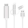 3-1:ssä HDMI-Kaapeli - Lightning, Type-C, MicroUSB