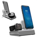 3-in-1 Alumiininen Latausasema - iPhone, Apple Watch, AirPods - Hopea