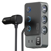 3-in-1 pikalataava autolaturi PD 35W - Savukkeensytyttimen sovitin 120W ja 5 USB-porttia - Musta