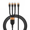 3-in-1 USB-C-latauskaapeli - Micro USB, USB-C ja Lightning - 1.2m - kultainen / musta