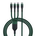 3-in-1 USB-C-latauskaapeli - Micro USB, USB-C ja Lightning - 1.2m - vihreä / musta