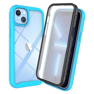 360 Suojaussarja iPhone 14 Max Kotelo - Vaalean Sininen / Kirkas