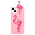 3D Cartoon iPhone 14 TPU-Kotelo - Flamingo