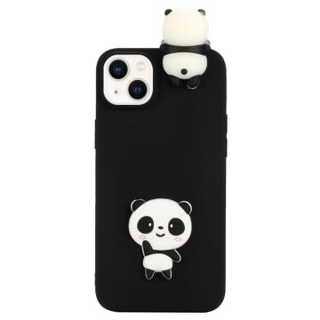 3D Cartoon iPhone 14 TPU-Kotelo - Musta Panda