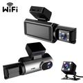 4-tuumainen kaksoisobjektiivinen WiFi Dash Cam, jossa on yönäkymätallennin 170° Super-Wide etulinssi