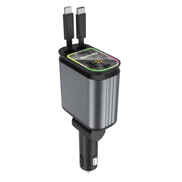 4-in-1 autolaturi ja tähtitaivasprojektori USB-C- ja Lightning-kaapeleilla varustettuna