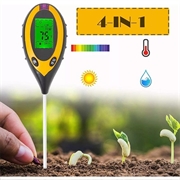 4-in-1 pH- ja kosteusmittari, jossa on LCD-näyttö