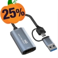 Videotallennuskortti Mikrofonitulolla ja Linjalähdöllä - USB 2.0, HDMI