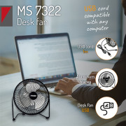 Mesko MS 7322 Tuuletin - Työpöytä - 15cm USB