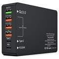 6-Porttinen Pikalaturi USB-C PD & QC3.0 - 65W - Musta