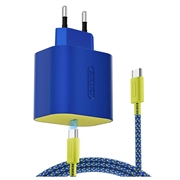 Nintendo Switch 2/Lite/OLED -yhteensopiva 60W:n PD-pikalaturi (USB-C) 2m:n johdolla - tummansininen