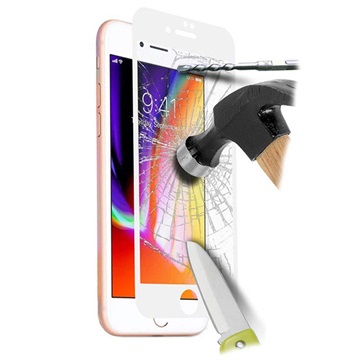 6D Koko Näytön Peittävä iPhone 7 / iPhone 8 Panssarilasi - 9H - Valkoinen