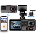 A16 3-kanavainen ajoneuvokamera - 1080p edessä, 720p matkustamossa/takana, WiFi, G-anturi - musta