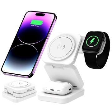 A390 3-in-1-taitettava langaton magneettilaturi - 15W - Valkoinen
