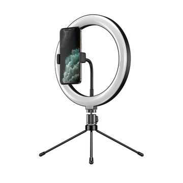 APEXEL APL-FL10JJ13Y 26cm LED-rengasvalo Valokuvaus Selfie Täyttövalo kolmijalkaisella puhelimen pidikkeellä