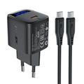 Acefast A113 20W GaN-laturi USB-C-kaapelilla - musta