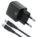 Acefast A113 20W GaN-laturi USB-C-kaapelilla - musta